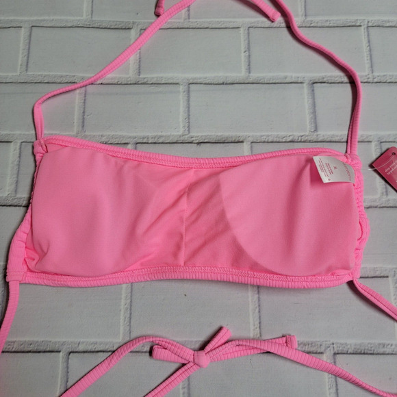 Xhilaration Juniors' Ribbed Apron Front Bralette Bikini Top Pink Size XL (12-14) - Picture 5 of 8